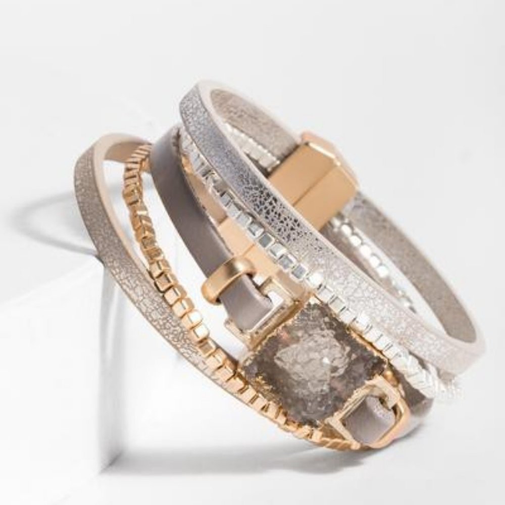 new SAACHI DESIGNER GALENA CUFF BOHO BRACELET STONES jewelry beads LADIES GIFT